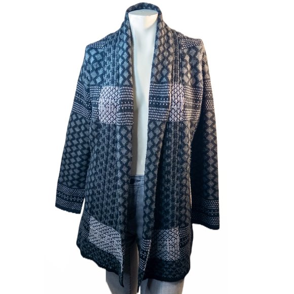 Adam Levine Womens Size XS Cardigan Black Grey Long Open Front Casual Comfort - Picture 1 of 11